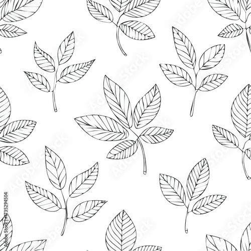 Seamless pattern with branches and leaves hand drawn design elements
4
