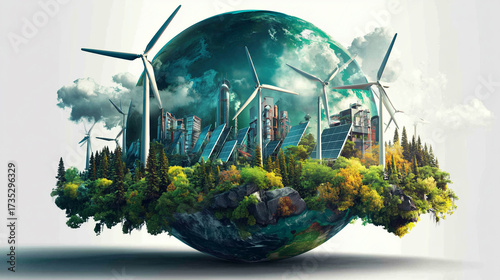 Green sustainable futuristic city background
