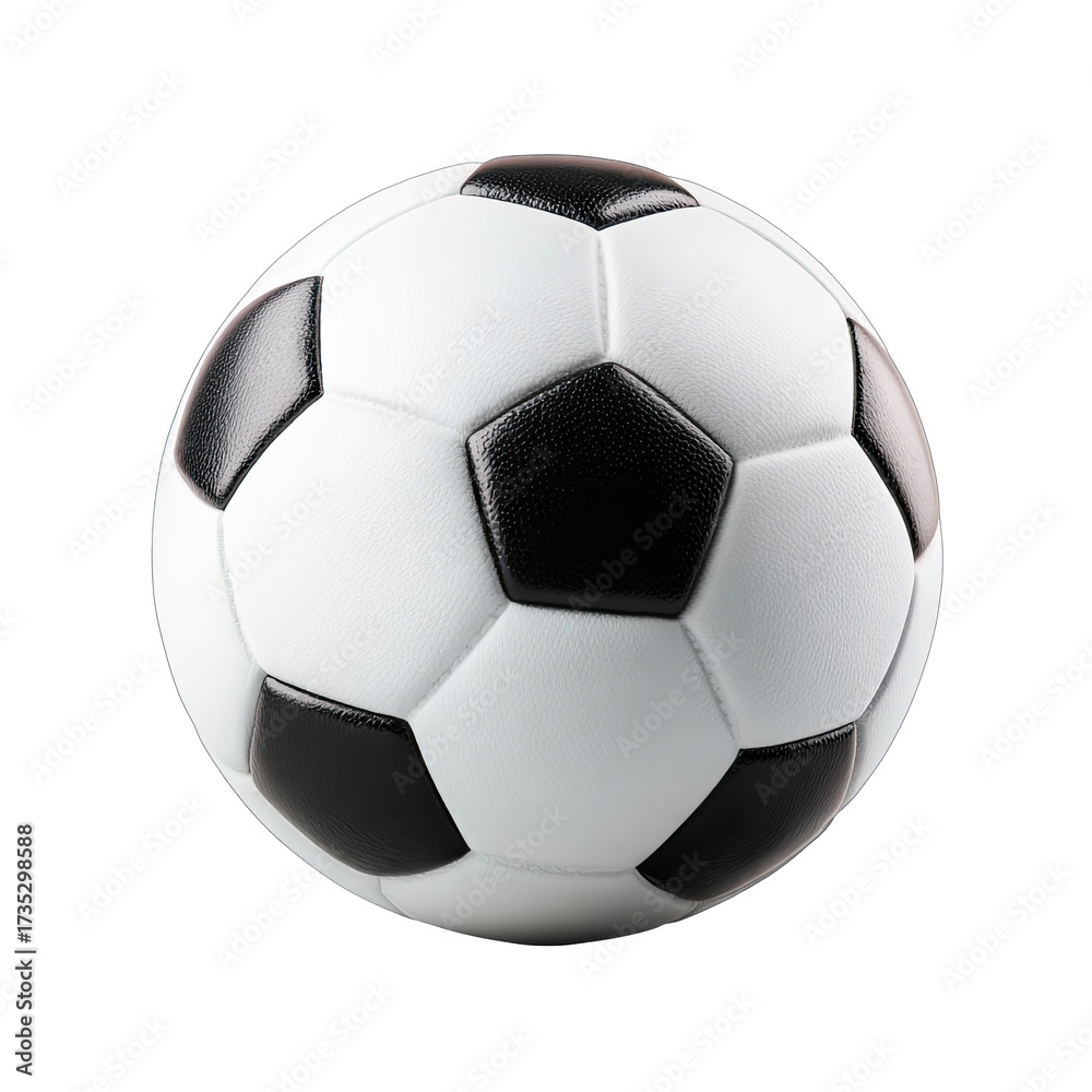 Fototapeta premium Black/white soccer ball, centered on a black background