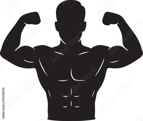 Muscular male bodybuilder silhouette in dynamic pose