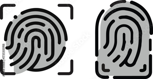 Fingerprint Identification Icons  for Security and Privacy.