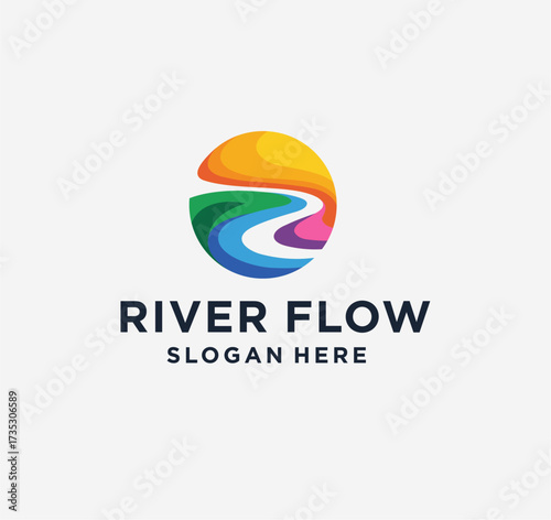 Free Download rivers flow vector logo full colors - GFXLoad