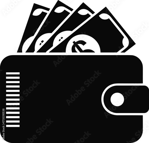 Wallet with euro banknotes on white background Keywords: wallet, money, cash, euro, currency