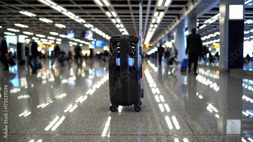 Wallpaper Mural Busy airport terminal at dusk with travelers and rolling luggage creating a dynamic atmosphere Torontodigital.ca