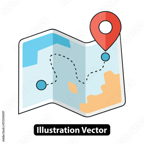 Pathfinding Concept on a Stylized Map with Red Pin for Ultimate Location Discovery