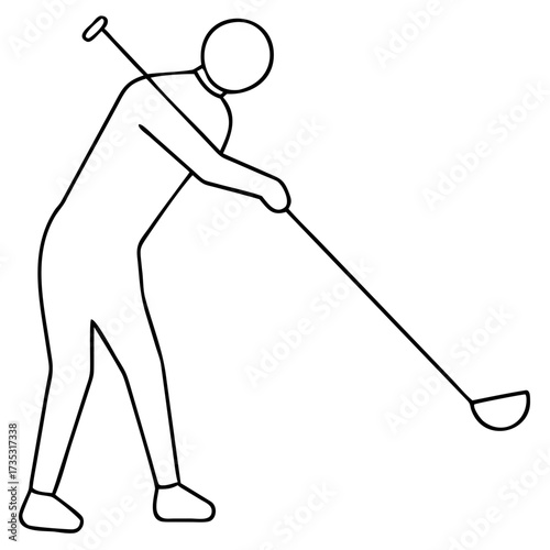 3d icon of outline drawing of a golfer swinging a club