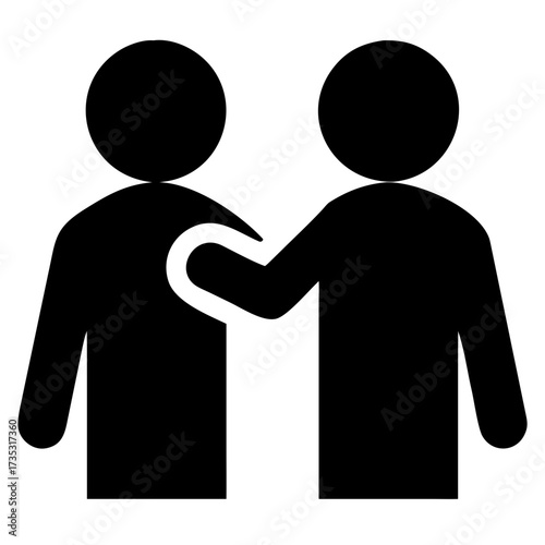 3d icon of two people icon, one with hand on the others shoulder, symbolizing support and friendship