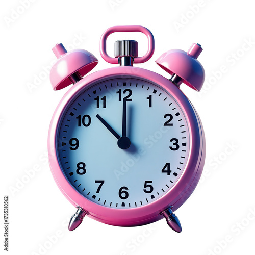 Wallpaper Mural A  view of a bright pink alarm clock with a light blue clock face, set against a stark black background, showing the time as approximately 10 o'clock, evoking a sense of time, punctuality and... Torontodigital.ca