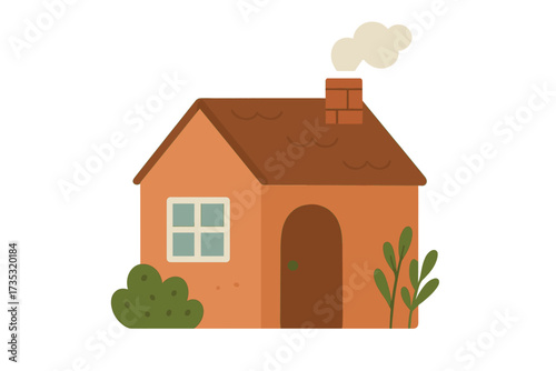 Cute cartoon house vector illustration. Simple cozy home icon. Flat design building for real estate or mortgage concept. Sweet dream house graphic isolated on white background.