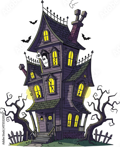 Spooky haunted house glows with eerie charm for Halloween fun
