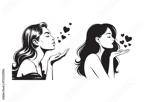 Stylish woman illustration with hearts and romance