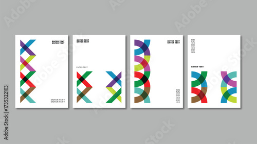 Minimal Geometric Abstract Poster and Brochure Design Set Isolated on Transparent Background