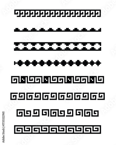 Geometric border pattern set vector illustration isolated on transparent background