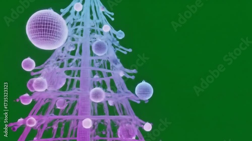 Abstract Digital Wireframe Christmas Tree Animation Loop.
