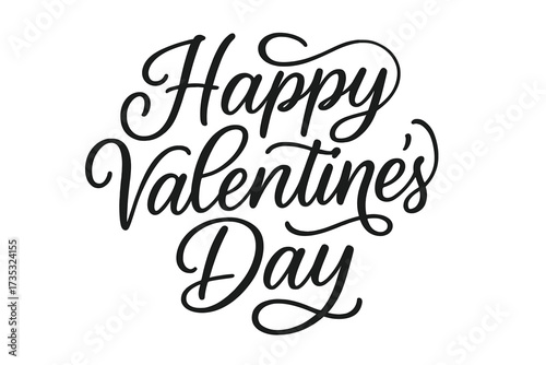 Happy Valentine's Day hand lettering. Handmade linear calligraphy. Romantic typography for greeting card. Holiday vector text isolated. Love, romance, February 14 concept.