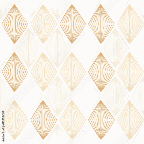 Golden background geometric seamless luxury pattern made of lines as main elements
3