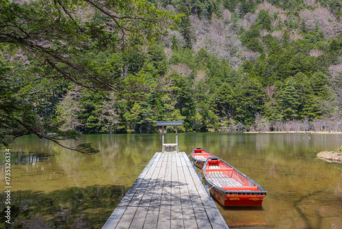 Myojin pond in Kamikochi national park in Japan 