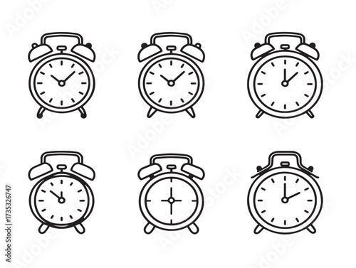 Professional Alarm Clock Symbol Collection Minimalist Vector
