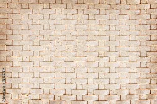 Old woven plastic texture background looks like woven bamboo.