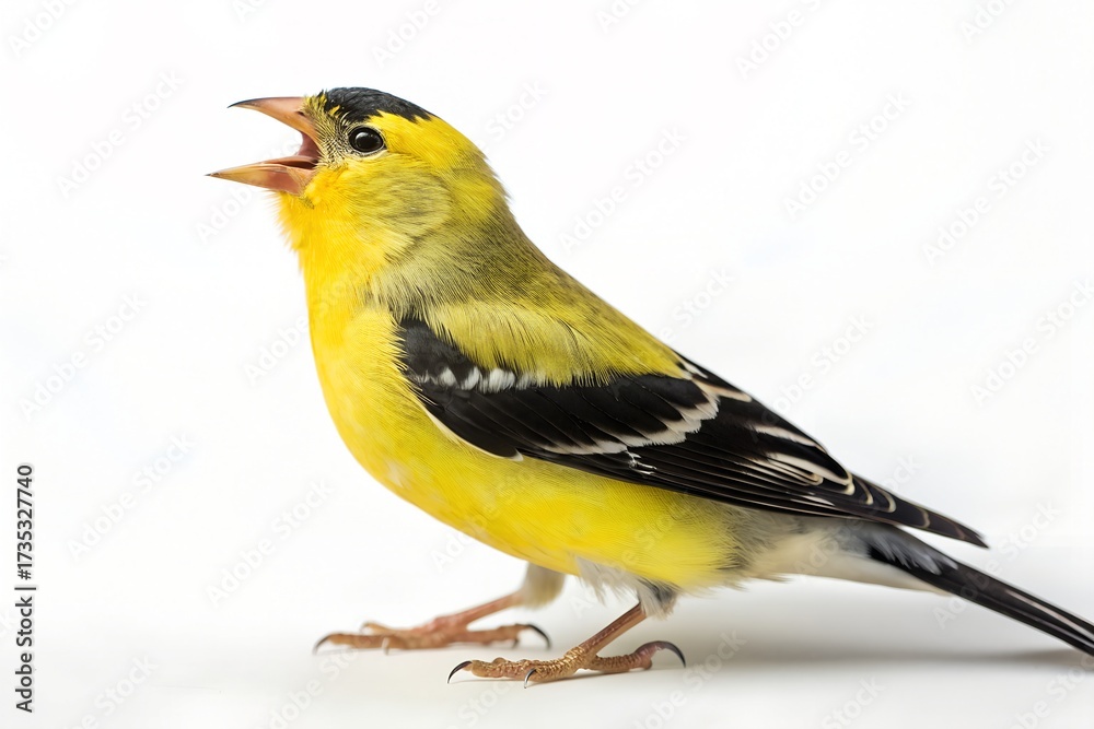 Obraz premium American Goldfinch Calling Isolated on White