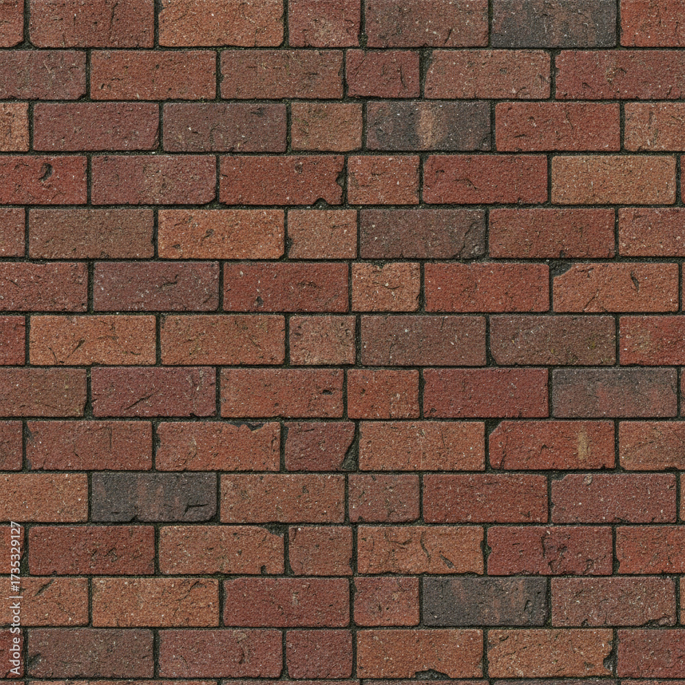 Obraz premium Ladrillo rojo con juntas claras / Red brick wall with light mortar