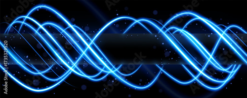Abstract Blue Light Lines Effect Rotates and Surrounds The Tube, Vector Illustration