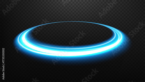 Perspective Blue Circle Portal, Vector Illustration