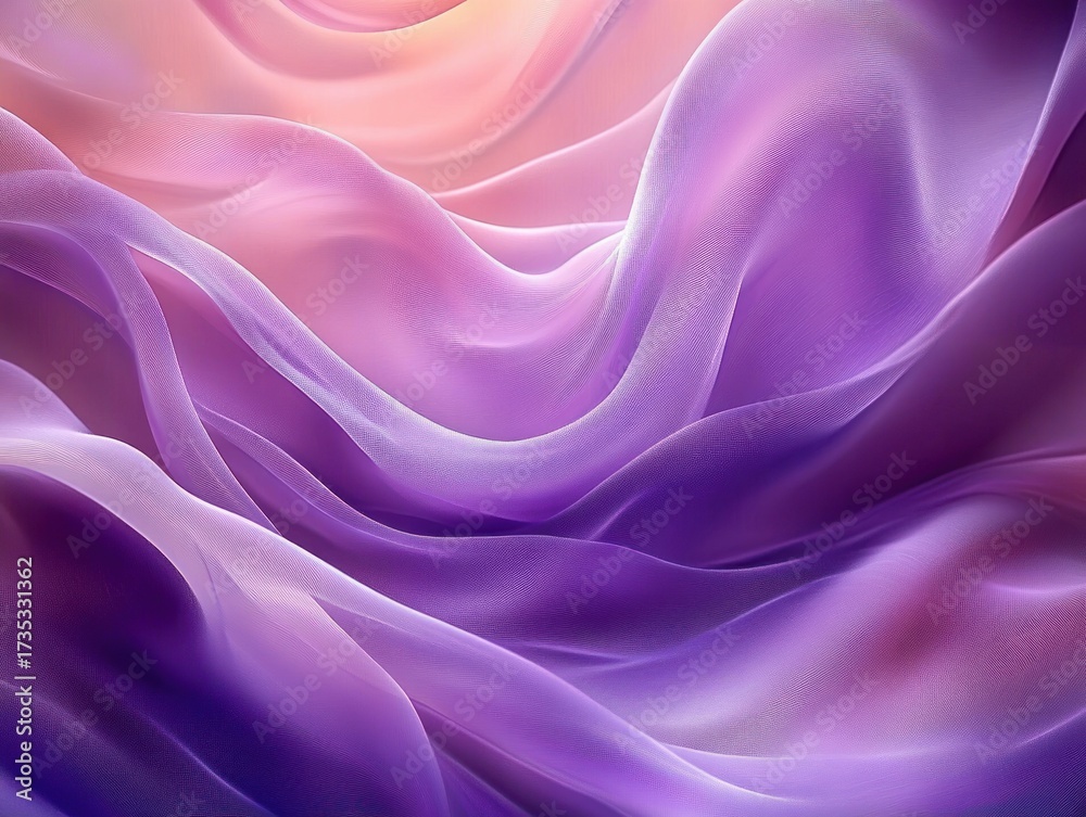 Obraz premium Flowing soft fabric folds in shades of purple and pink creating an elegant and serene abstract texture with smooth curves and gentle light