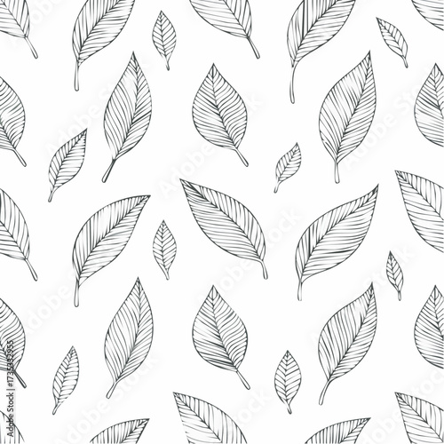Vector seamless border pattern with leaves repeatable minimalistic background repeatable botanical backdrop
2