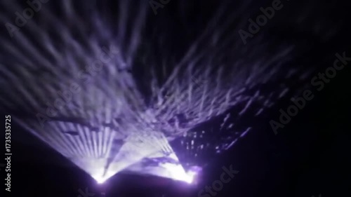 Futuristic Laser Light Show with Radiant Beams in the Night Sky seemless looping animation 4k quality video 