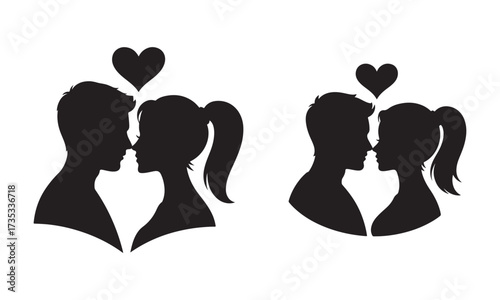 Elegant woman portrait silhouette with affection gesture