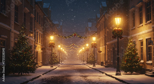 street in the evening christmas