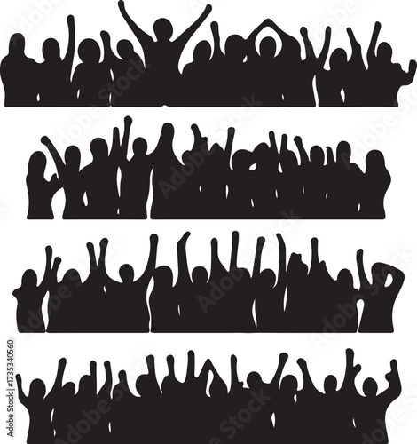Quadro su tela Energetic crowd cheering and celebrating with raised hands at a concert or event