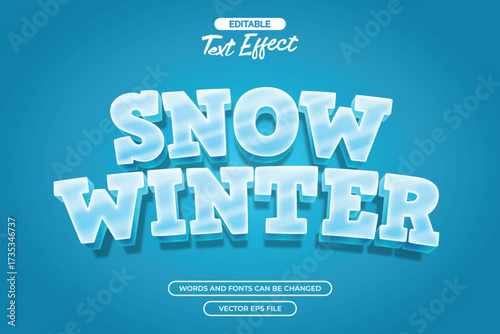 Snow winter editable text effect with glowing effect