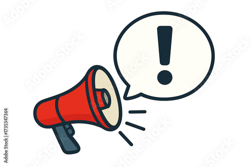Megaphone with attention important speech bubble. Loudspeaker banner for business, marketing, advertising. Announcement alert concept. Breaking news icon. Communication notice symbol.