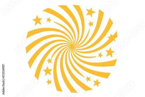 Swirling radial pattern stars background. Vortex starburst spiral twirl design. Helix rotation rays. Fun sun light beams. Pop art comic backdrop. Psychedelic abstract retro vector.