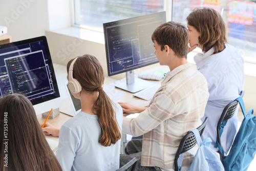 Group of teenage students s...
