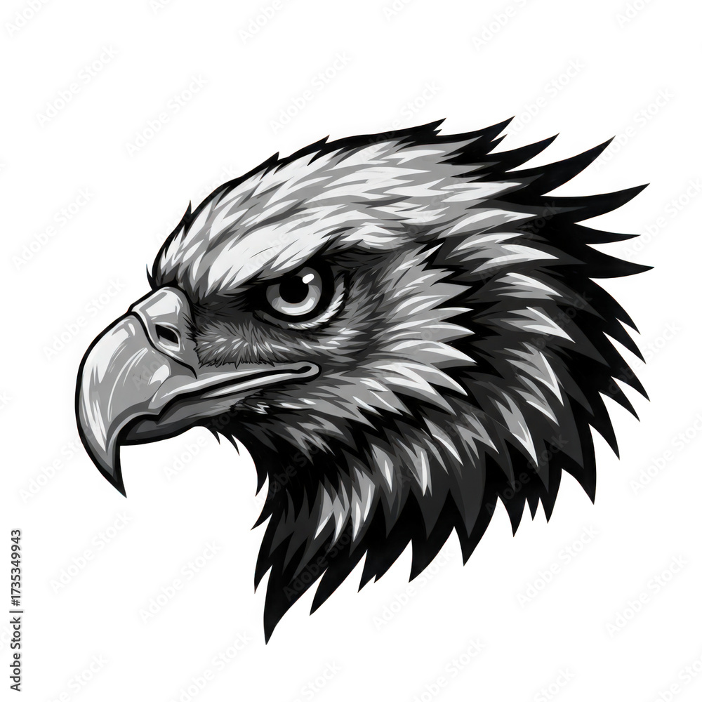 Obraz premium Eagle Head Black and White Illustration