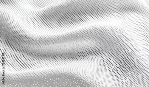 Abstract, white, dotted fabric texture with soft waves