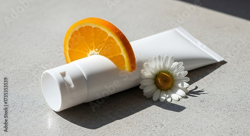 White Tube with Orange Slice and Daisy