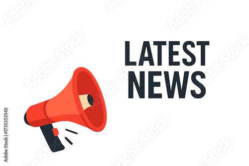 Latest news vector concept with megaphone. Loudspeaker announcement for business marketing and advertising. Speech bubble banner for promotion, alert, important message, breaking news.