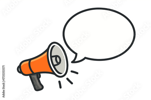 Megaphone with speech bubble for latest news. Loudspeaker for business, marketing, and advertising. Vector banner for promotion, announcement, or alert. Communication concept.