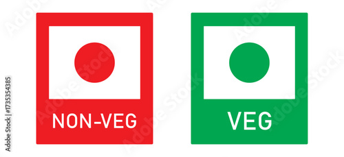 Veg Non-veg icons, Colourful veg and non-veg symbol.