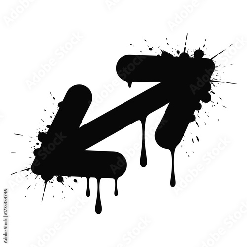 Sagittarius zodiac symbol graffiti art with paint splatters