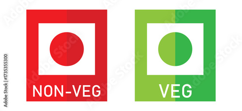 Veg Non-veg icons, Colourful veg and non-veg symbol.