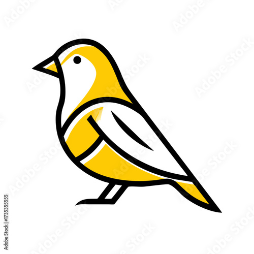 Yellow canary bird illustration with simple lines and details  