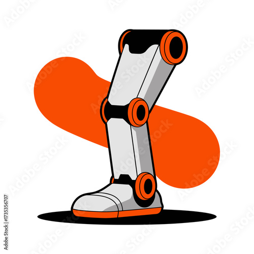 robotic leg concept, articulated knee and ankle joints, industrial automation part, futuristic prosthetic idea, bold abstract background vector