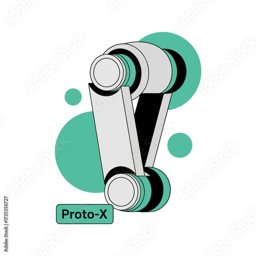 robotic arm joint module, industrial automation actuator, mechanical elbow segment, prototype component concept, clean gradient style vector