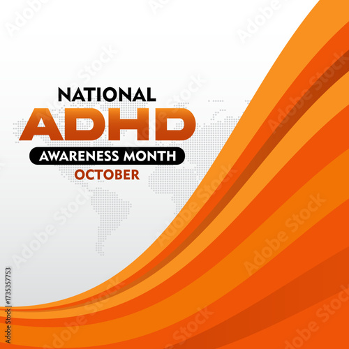 National ADHD Awareness Month. observed every October. concept for healthcare and medicine. Banner poster, social media, flyer and background