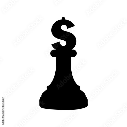 Black Chess Pawn with a Dollar Sign Replacing the Traditional Head